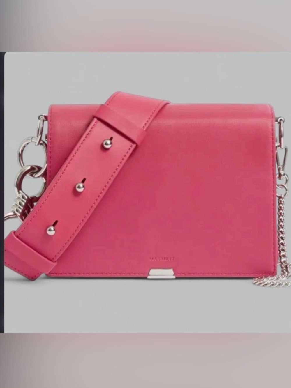 AllSaints Captain Leather Flap Shoulder Bag Fuchsia EUC